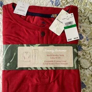 Tommy Bahama Men's Red and Blue Henley Pajama Set Size Large Tall NWT!